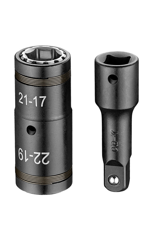 1/2-inch Drive Flip Lug Nut Socket, 4 In 1 Multi-Function Metric, 17MM, 19MM, 21MM, 22MM, W 3-Inch Impact Extension